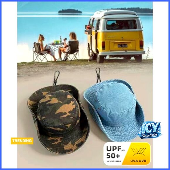 Unisex UPF50+ Cotton Bucket Hat, Adjustable Wide Brim Sun Protection main image 7